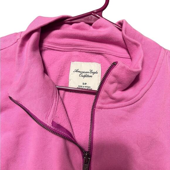 American Eagle Size Small Pink Half Zip Sweatshirt - Picture 5 of 7